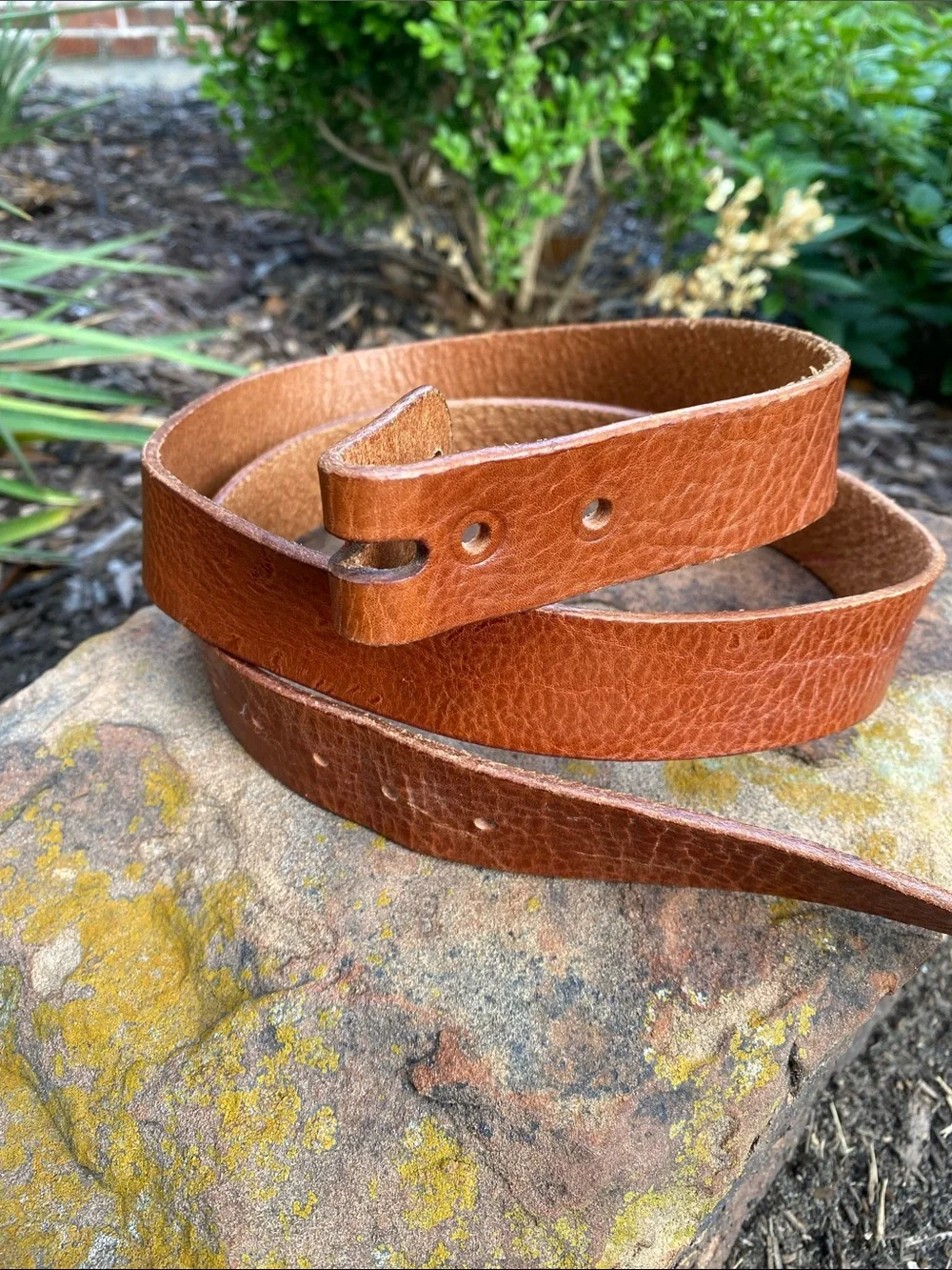 Brown Textured Leather Belt